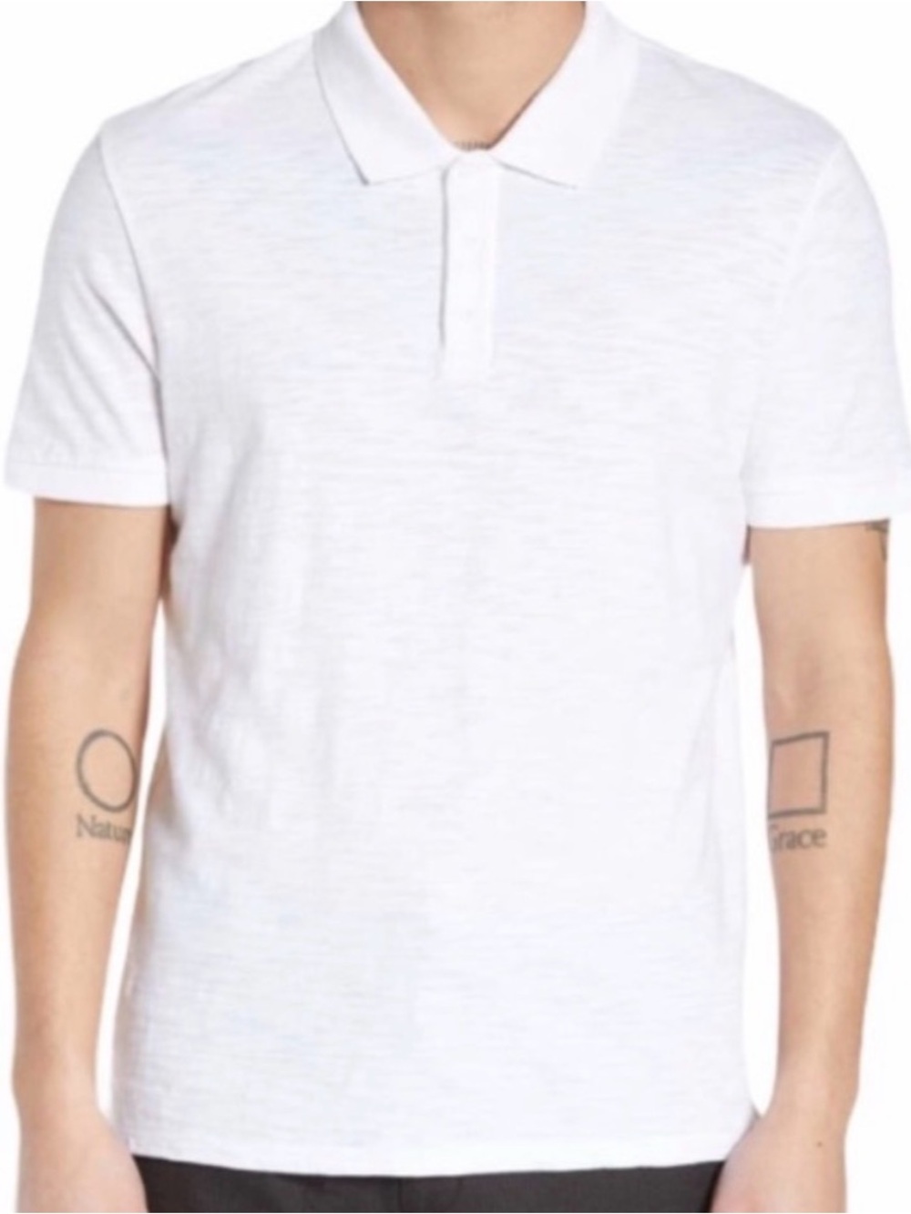 Vince Men's White Short-Sleeve Cotton Polo Sz L
